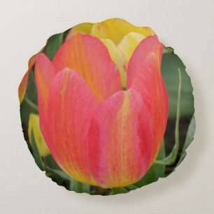 Blume Rotes Gelbtuch Rundkissen Rundes Kissen