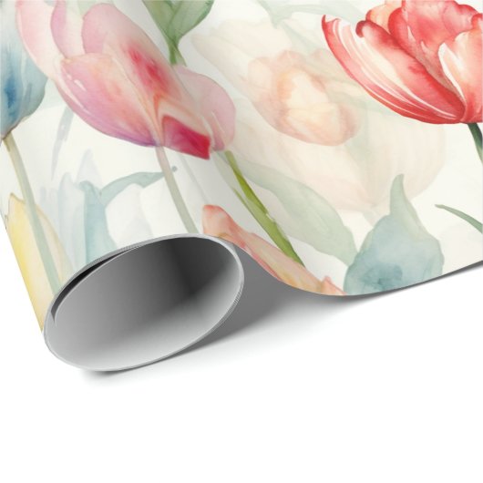 Blume Rotgelber Tulip Geburtstag Geschenkpapier (Rolleneckpunkt)