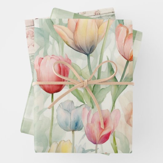 Blume Rotgelber Tulip Geburtstag Geschenkpapier Set (Beispiel)