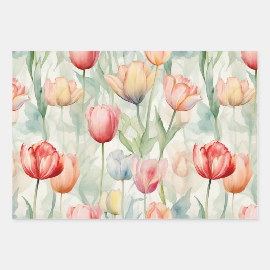 Blume Rotgelber Tulip Geburtstag Geschenkpapier Set (Vorderseite)