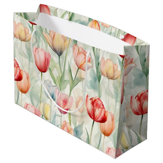 Blume Rotgelber Tulip Geburtstag Große Geschenktüte (Rückseite Schrägansicht)