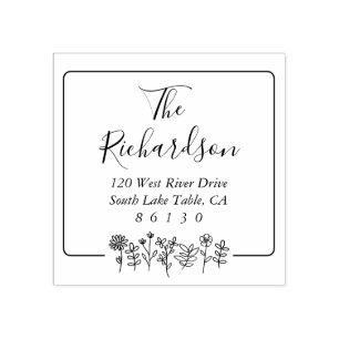 Blume Rücksendeadresse zeichnen Selbstfarbig Gummistempel