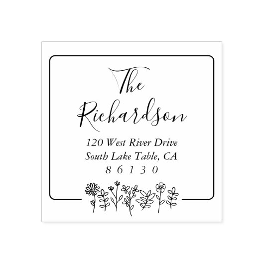 Blume Rücksendeadresse zeichnen Selbstfarbig Gummistempel (Prägung)