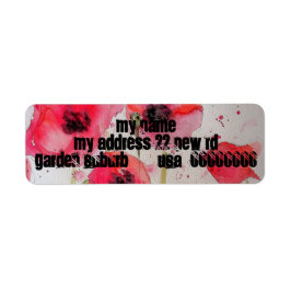 Blume-Rücksendeadressen-Aufkleber für Rote Mohnblu