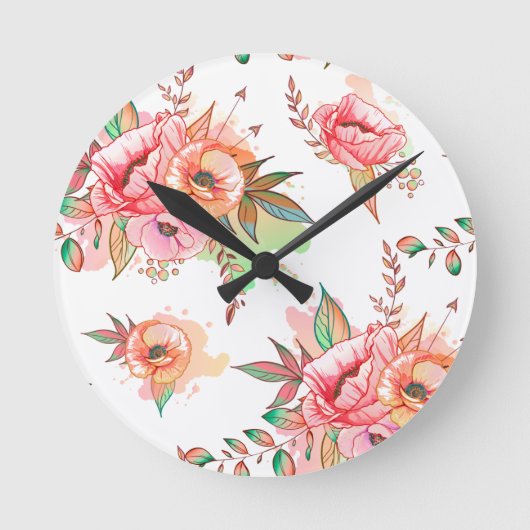 Blume Runde Wanduhr (Vorderseite)