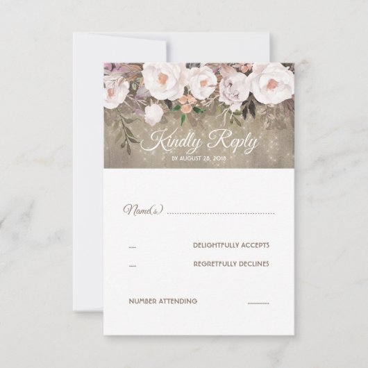 Blume Rustic Wedding RSVP Karte (Vorderseite)