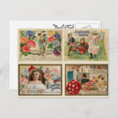 Blume Saatgut Vintag Collage Postkarte (Vorne/Hinten)