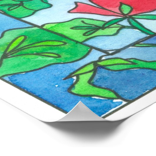 Blume-Saatpackungen für Wasserfarben Poster (Ecke)