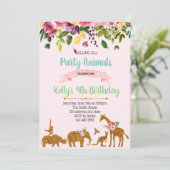 Blume Safari Geburtstagseinladung Einladung (Stehend Vorderseite)
