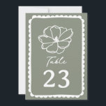 Blume Sage Green Wedding Einladung<br><div class="desc">Weiße Linie Kunst Blumenbild über Sage Green Hintergrund mit weißem Text und handgezeichneter Rahmen.</div>