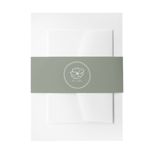 Blume Sage Green Wedding Einladungsbanderole (Vorderseite Beispiel)