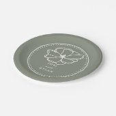 Blume Sage Green Wedding Pappteller (Schrägansicht)