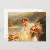 Blume sammeln, schöne Dame von Albert Lynch Postkarte (Vorne/Hinten)