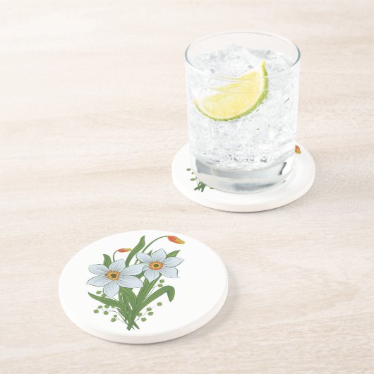 Blume Sandstein Untersetzer (Seite)