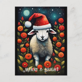 Blume Santa Niedlich Baby Sheep Weihnachtsfeiertag Postkarte
