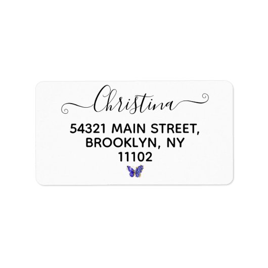 Blume Sapphire Butterfly Adressaufkleber (Vorne)