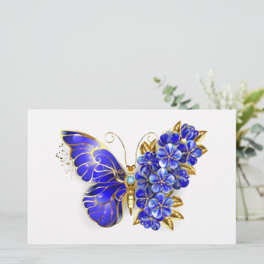 Blume Sapphire Butterfly Briefpapier (Stehend Vorderseite)
