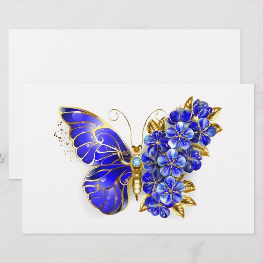 Blume Sapphire Butterfly Briefpapier (Vorne/Hinten)