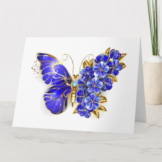 Blume Sapphire Butterfly Dankeskarte (Vorderseite)