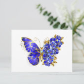 Blume Sapphire Butterfly Dankeskarte (Stehend Vorderseite)