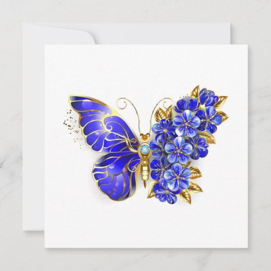 Blume Sapphire Butterfly Dankeskarte (Vorderseite)