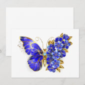 Blume Sapphire Butterfly Einladung (Vorne/Hinten)