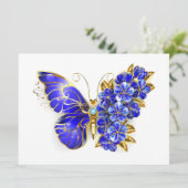 Blume Sapphire Butterfly Einladung (Stehend Vorderseite)