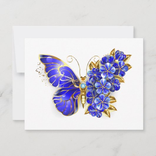 Blume Sapphire Butterfly Einladung (Vorderseite)