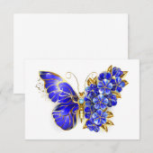 Blume Sapphire Butterfly Einladung (Vorne/Hinten)
