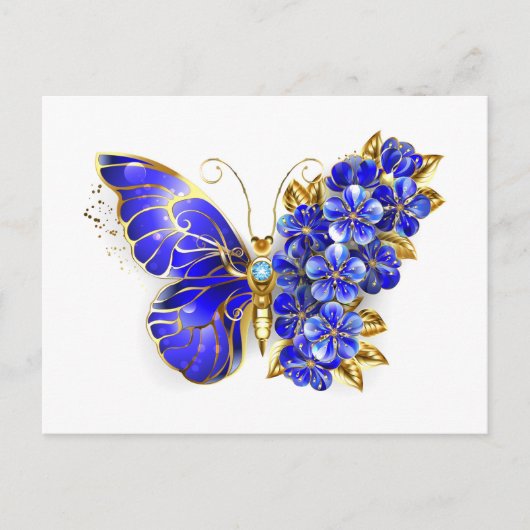 Blume Sapphire Butterfly Einladungspostkarte (Vorderseite)