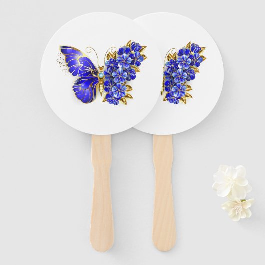 Blume Sapphire Butterfly Fächer (Vorne und Hinten)