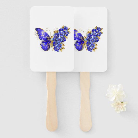 Blume Sapphire Butterfly Fächer (Vorne und Hinten)