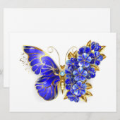 Blume Sapphire Butterfly Feiertagskarte (Vorne/Hinten)