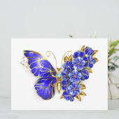 Blume Sapphire Butterfly Feiertagskarte (Stehend Vorderseite)