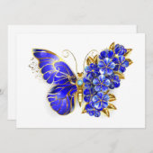 Blume Sapphire Butterfly Feiertagskarte (Vorne/Hinten)