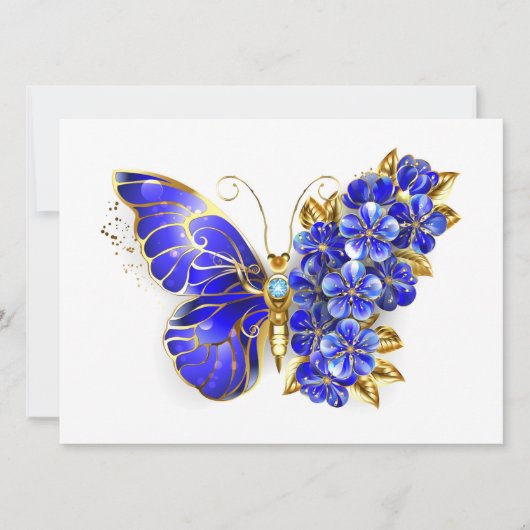 Blume Sapphire Butterfly Feiertagskarte (Vorderseite)