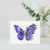 Blume Sapphire Butterfly Feiertagspostkarte (Stehend Vorderseite)