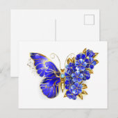 Blume Sapphire Butterfly Feiertagspostkarte (Vorne/Hinten)