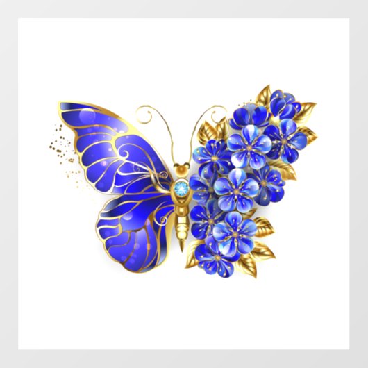 Blume Sapphire Butterfly Fensteraufkleber (Blatt)