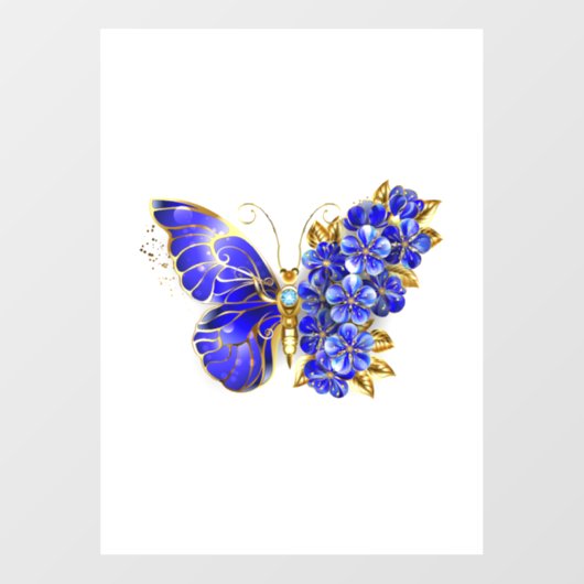 Blume Sapphire Butterfly Fensteraufkleber (Blatt)