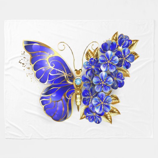 Blume Sapphire Butterfly Fleecedecke (Vorderseite (Horizontal))