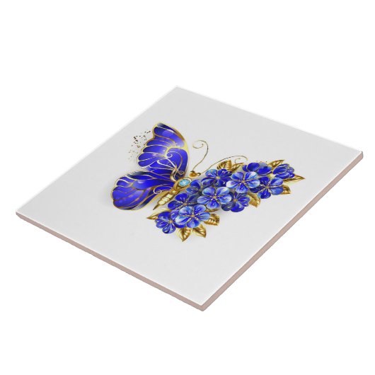 Blume Sapphire Butterfly Fliese (Seite)