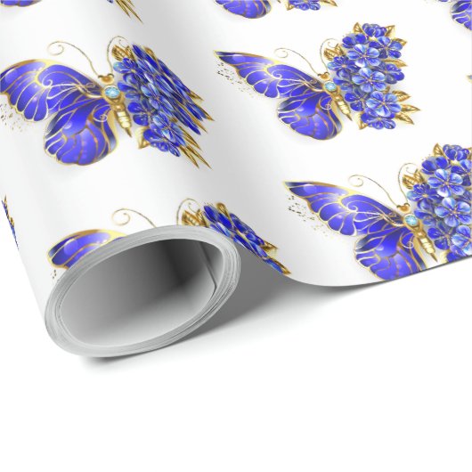 Blume Sapphire Butterfly Geschenkpapier (Rolleneckpunkt)
