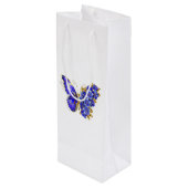 Blume Sapphire Butterfly Geschenktüte Für Weinflaschen (Rückseite Schrägansicht)