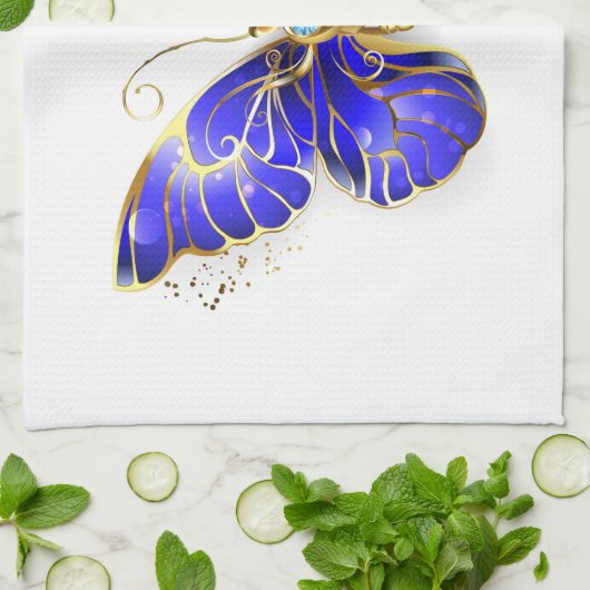 Blume Sapphire Butterfly Geschirrtuch (Gefaltet)