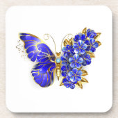Blume Sapphire Butterfly Getränkeuntersetzer (Vorderseite)