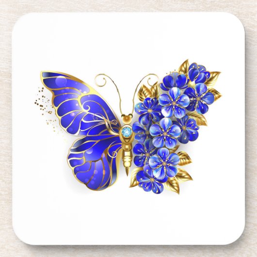 Blume Sapphire Butterfly Getränkeuntersetzer (Vorderseite)