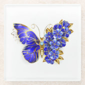 Blume Sapphire Butterfly Glasuntersetzer (Vorderseite)