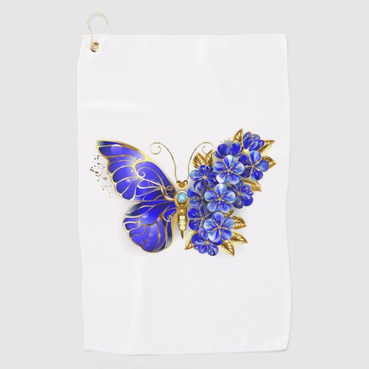 Blume Sapphire Butterfly Golfhandtuch (Vorderseite)