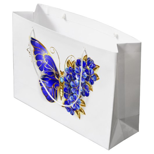 Blume Sapphire Butterfly Große Geschenktüte (Rückseite Schrägansicht)
